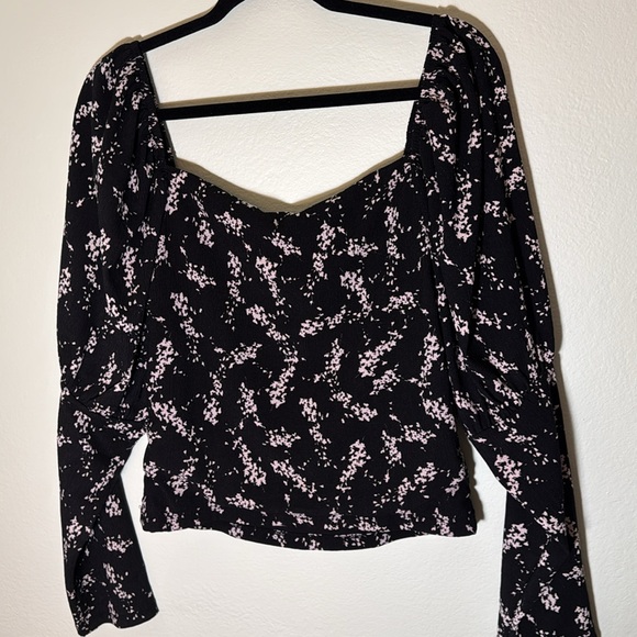 Anthropologie black floral sweetheart top blouse size L - Picture 9 of 9